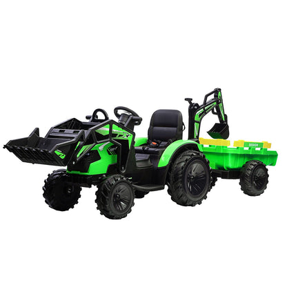 Electric 24V Tractor with Remote Control and Detachable Trailer - Perfect for Kids' Excavator Adventures!