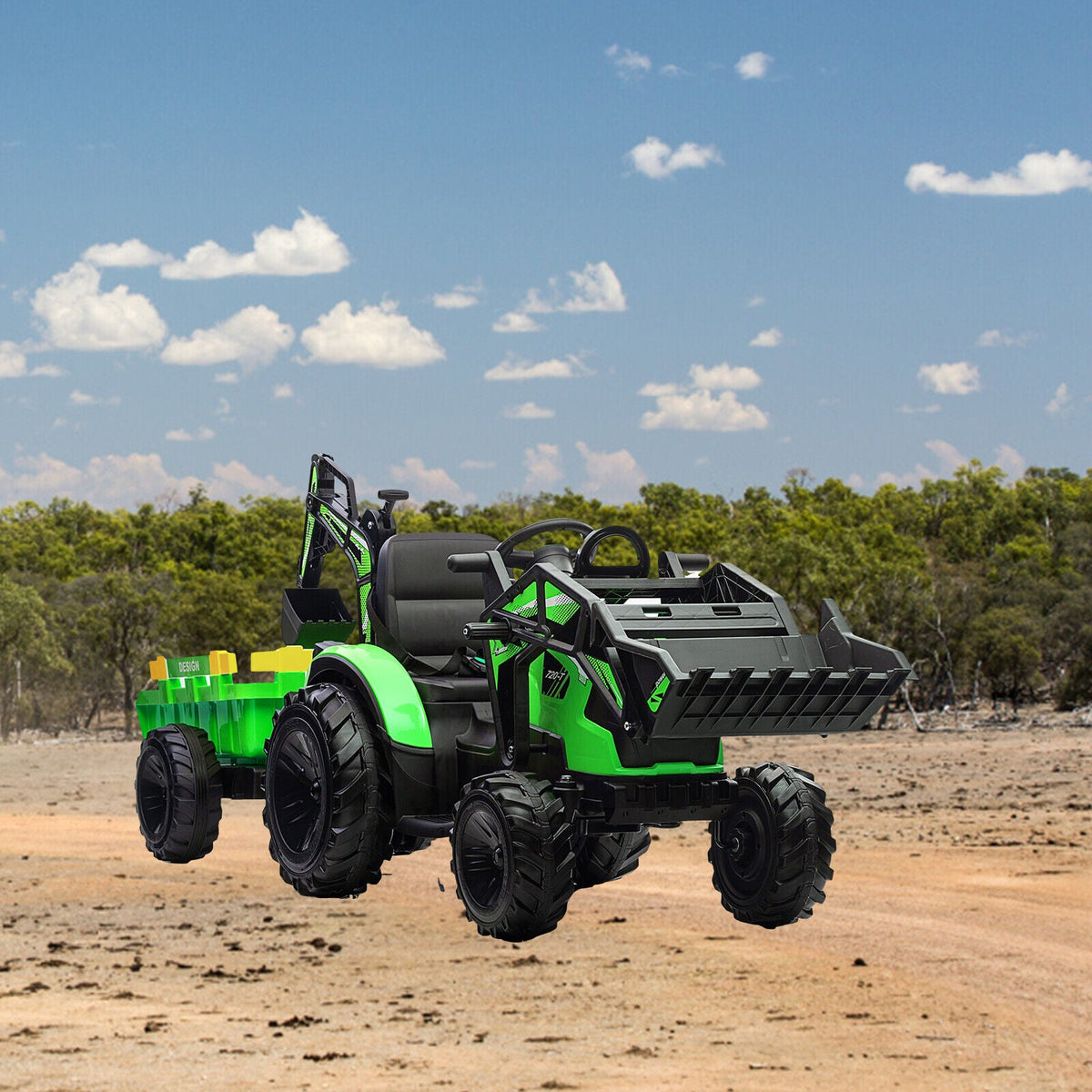 Electric 24V Tractor with Remote Control and Detachable Trailer - Perfect for Kids' Excavator Adventures!