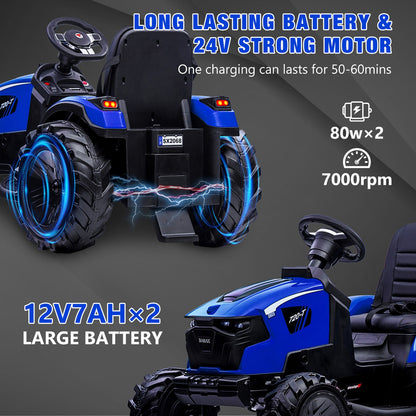 Electric 3-in-1 Kids Ride On Tractor with Remote Control - Excavator, Bulldozer, and 24V Power