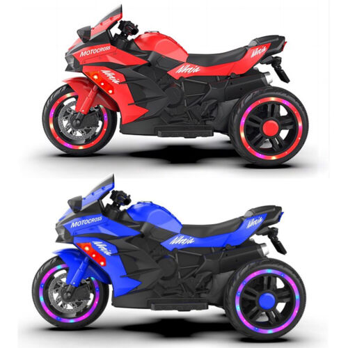 Electric 3 Wheel Motorbike for Kids with Music and LED Lights - 12V Battery Powered