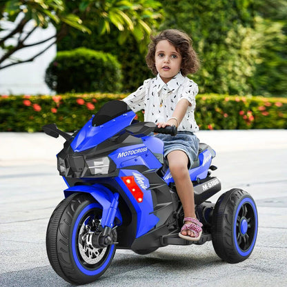 Electric 3 Wheel Motorbike for Kids with Music and LED Lights - 12V Battery Powered
