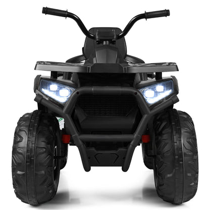 Electric 4-Wheeler ATV Quad for Kids with 2 Speeds, Music, and Lights - Black