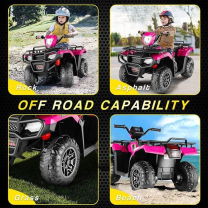 Electric 4-Wheeler ATV Quad for Kids with LED Lights, USB and AUX Port