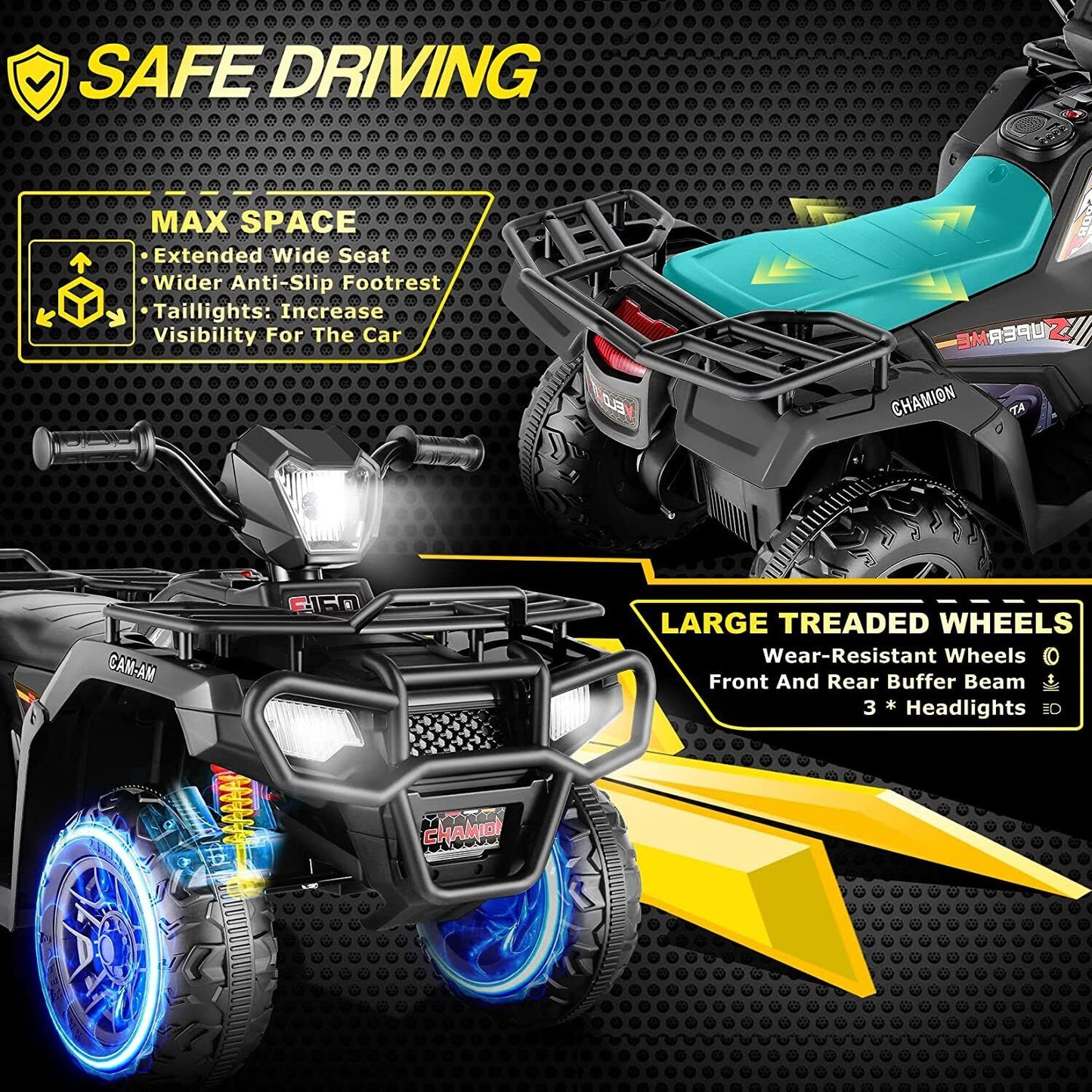 Electric Quad ATV Car for Kids 3-7 Years - 12V Battery Powered Truck with 4 Wheels