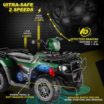 Electric Quad ATV Car for Kids 3-7 Years - 12V Battery Powered Truck with 4 Wheels