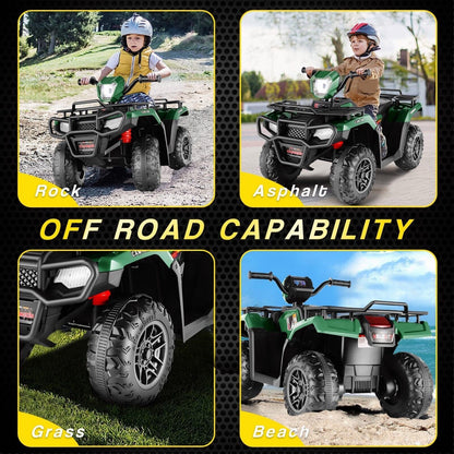Electric 4-Wheeler ATV Quad for Kids with LED Lights, USB and MP3 Player - Suitable for Boys and Girls Aged 07
