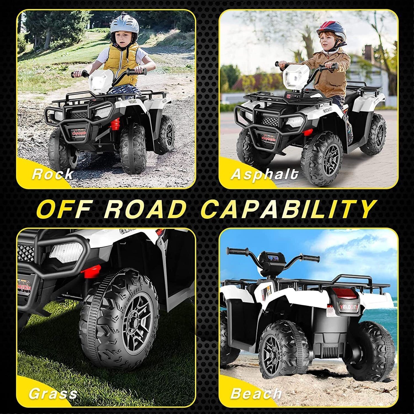 Electric 4-Wheeler ATV Quad for Kids with LED Lights, USB and MP3 Player - Suitable for Boys and Girls Aged 4 and Up