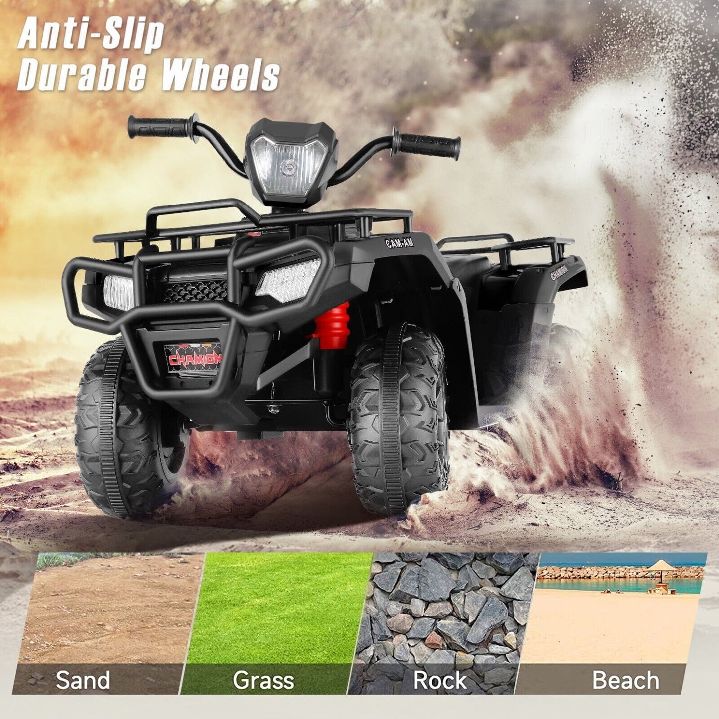 Electric 4-Wheeler ATV Quad for Kids with LED Lights, USB and MP3 Player - Suitable for Girls and Boys