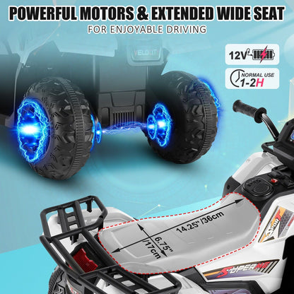 Electric 4-Wheeler ATV Quad for Kids with LED Lights, USB and MP3 Player - Suitable for Girls and Boys Aged 3-8 Years