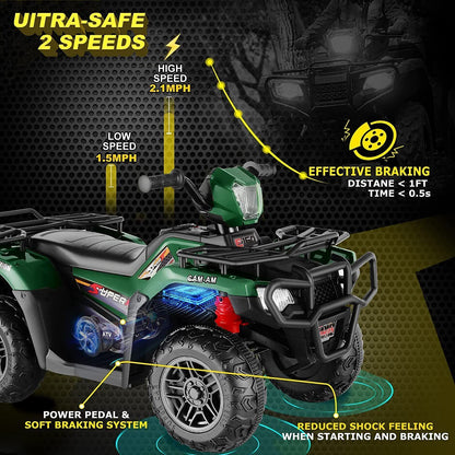 Electric 4-Wheeler ATV Quad for Kids with LED Lights, USB and MP3 Player - Suitable for Girls and Boys Ages 3-6