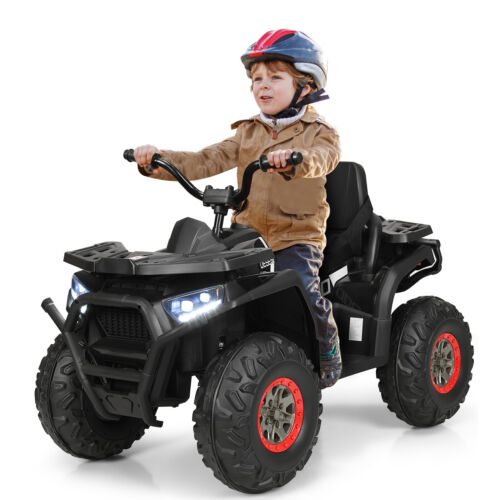 Electric 4-Wheeler ATV Quad Ride On Car for Kids with LED Lights - 12V Black