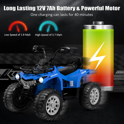 Electric 4-Wheeler ATV Quad Ride On Car for Kids with LED Lights and MP3 Player - 2 Speeds