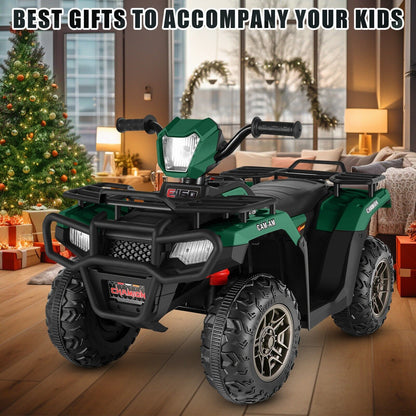 Electric 4-Wheeler ATV Quad Ride-On Car for Kids with LED Lights and MP3 Player - Perfect Gift for Boys and Girls (12V)