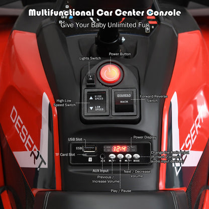 Electric 4-Wheeler ATV Quad Ride On Car for Kids with LED Lights - Red, 12V