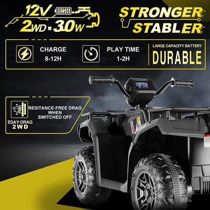 Electric Quad ATV for Kids with LED Lights and 12V Battery Power