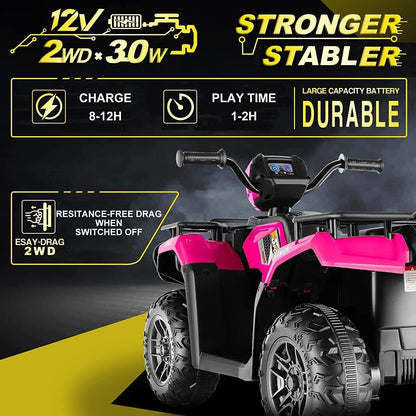 Electric 12V Kids ATV Quad Car with MP3 Player - Motorized 4-Wheeler Vehicle for Fun and Adventure