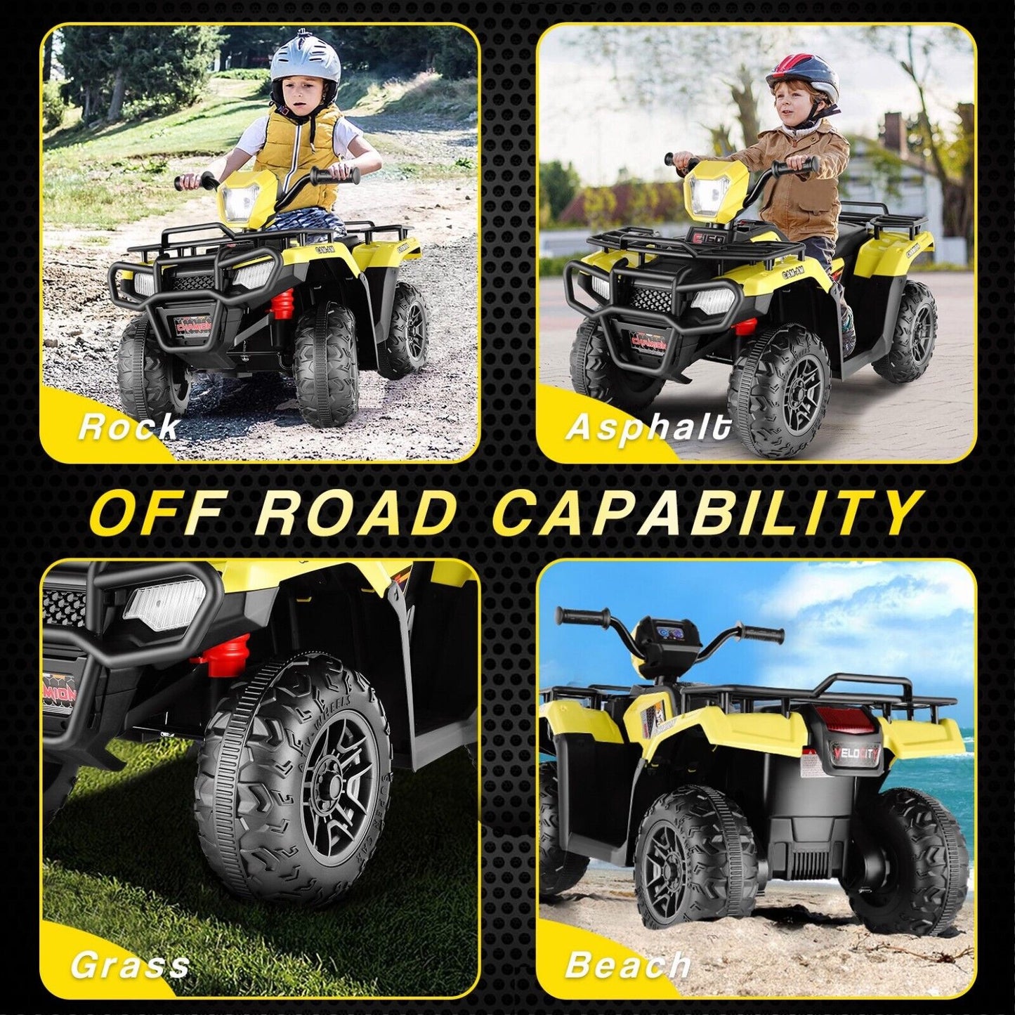 Electric Kids Ride On ATV 4-Wheeler Quad with Music, LED Lights, and USB for Ages 3-8