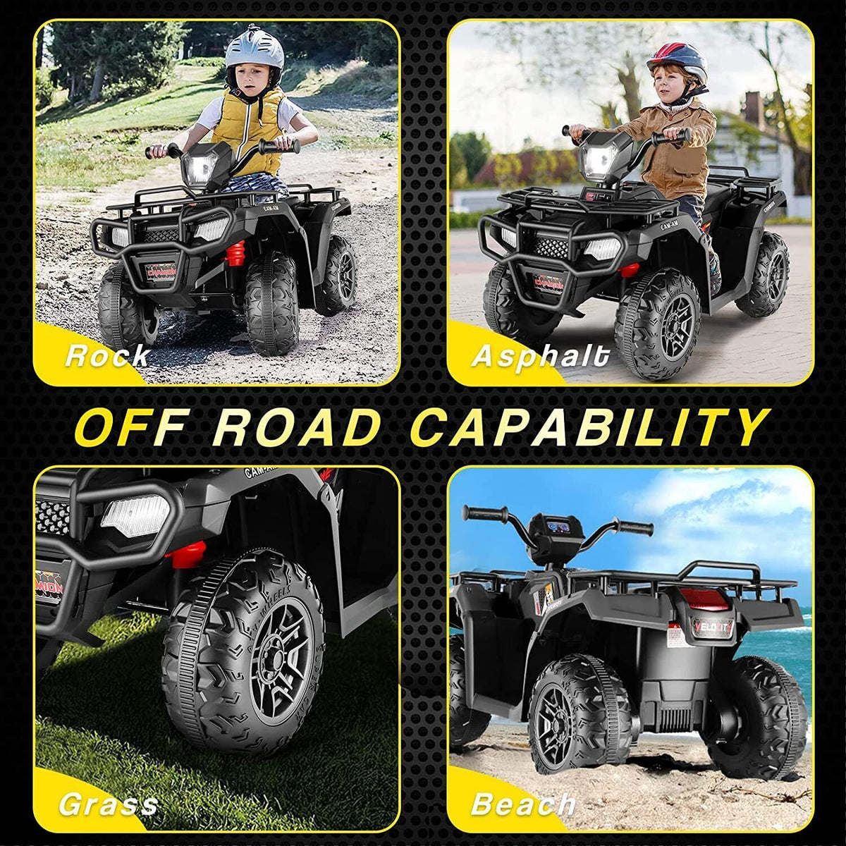 Electric 4-Wheeler Quad Car for Kids with MP3 & USB - 12V Battery Powered