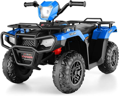 Electric 4-Wheeler Quad Car for Kids with MP3 & USB - 12V Battery Powered