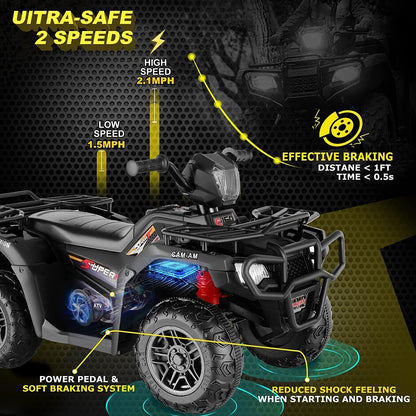 Electric 4-Wheeler ATV Quad for Kids with LED Lights, USB and AUX Port