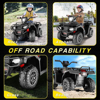 Electric 4-Wheeler ATV Quad for Kids with LED Lights, USB and AUX Port