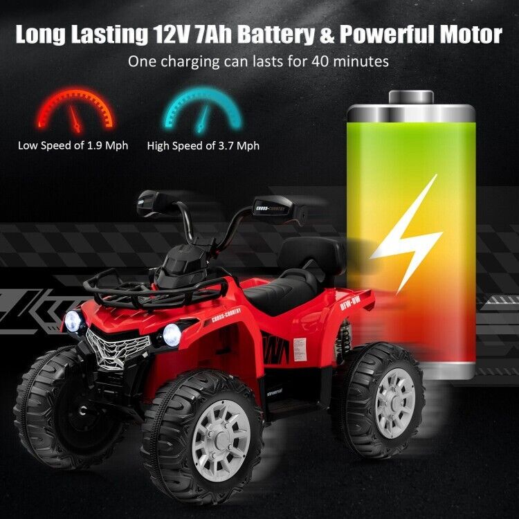 Electric 4-Wheeler Quad Car for Kids with MP3 and Headlights - Red