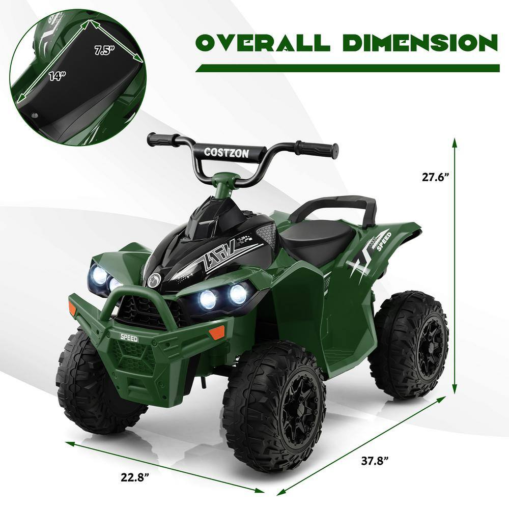 Electric 4 Wheeler Quad Car for Kids with MP3 Player and Lights - 12V Battery Powered ATV Ride-On