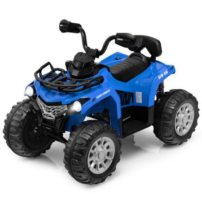 Electric 4-Wheeler Quad for Kids with 2 Speeds, Mp3 Player, and Headlights - Blue