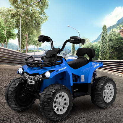 Electric 4-Wheeler Quad for Kids with 2 Speeds, Mp3 Player, and Headlights - Blue