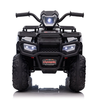 Electric 4-Wheeler Quad for Kids with MP3 & Headlights - 2 Speeds, 12V, Black