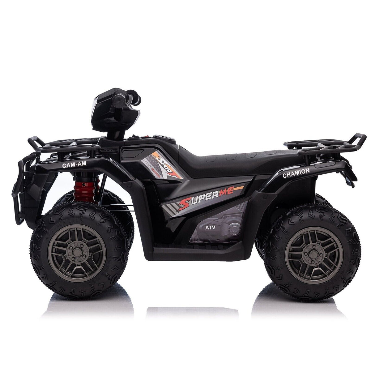 Electric 4-Wheeler Quad for Kids with MP3 & Headlights - 2 Speeds, 12V, Black