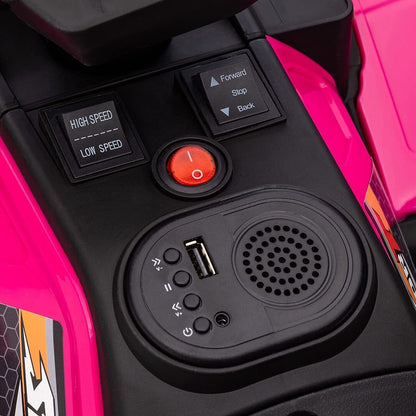 Electric 4-Wheeler Quad for Kids with MP3 and Headlights - 2 Speeds, Pink