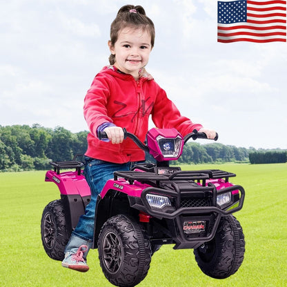Electric 4-Wheeler Quad for Kids with MP3 and Headlights - 2 Speeds, Pink
