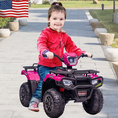 Electric 4-Wheeler Quad for Kids with MP3 and Headlights - 2 Speeds, Pink