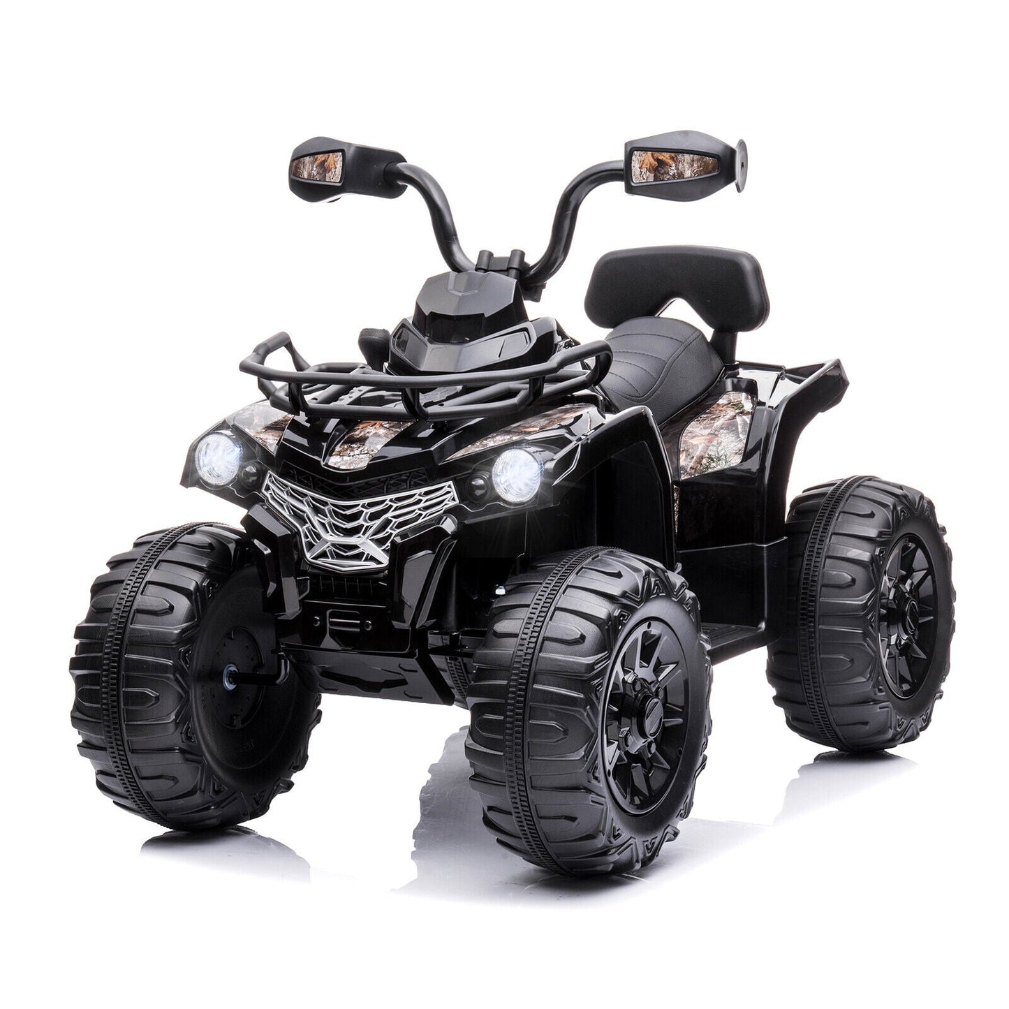 Electric Kids Ride On ATV 4-Wheeler Quad with Music and LED Lights - 12V, Black