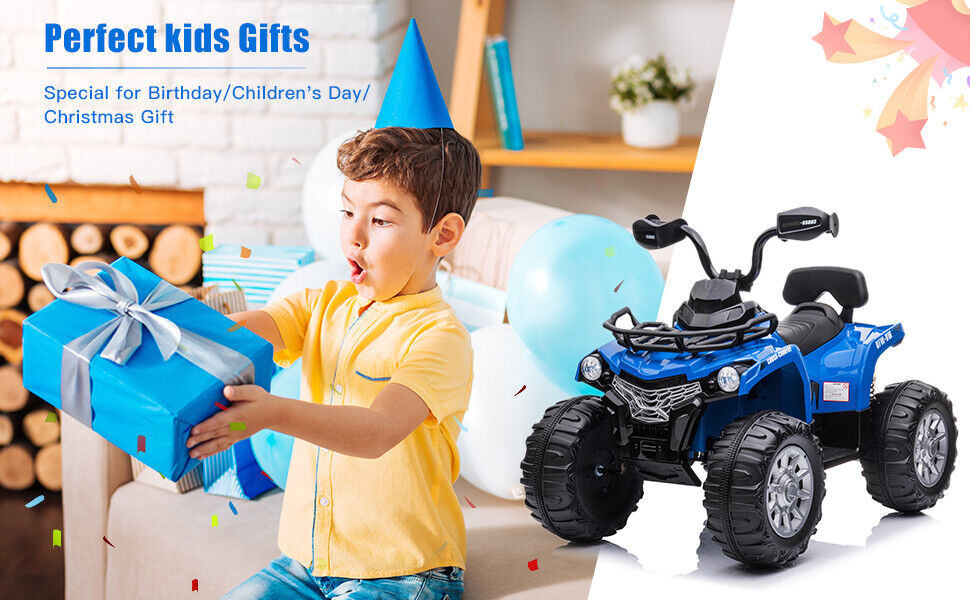 Electric 4-Wheeler Quad Truck Car for Kids - 12V Battery Powered Ride-On ATV