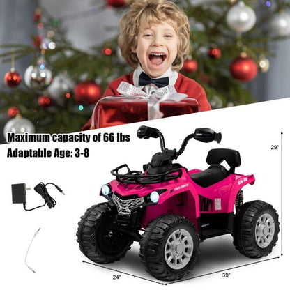 Electric 4-Wheeler Ride On ATV Quad for Kids with MP3 and Headlight in Pink