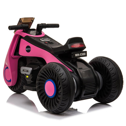 Electric 6V Pink Motorcycle Toy with 3 Big Wheels for Kids