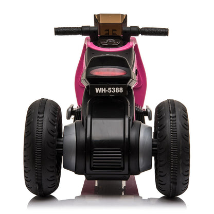 Electric 6V Pink Motorcycle Toy with 3 Big Wheels for Kids