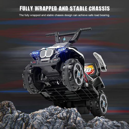 Electric ATV Quad 6V Ride-On Toy Car for Kids with LED Headlights - White