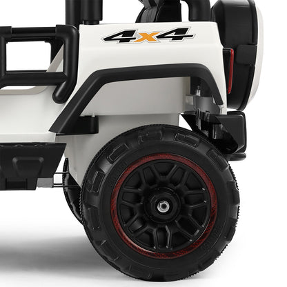Electric Battery Kids Ride-On Car Truck with LED Lights, MP3 Player, and Remote Control - White