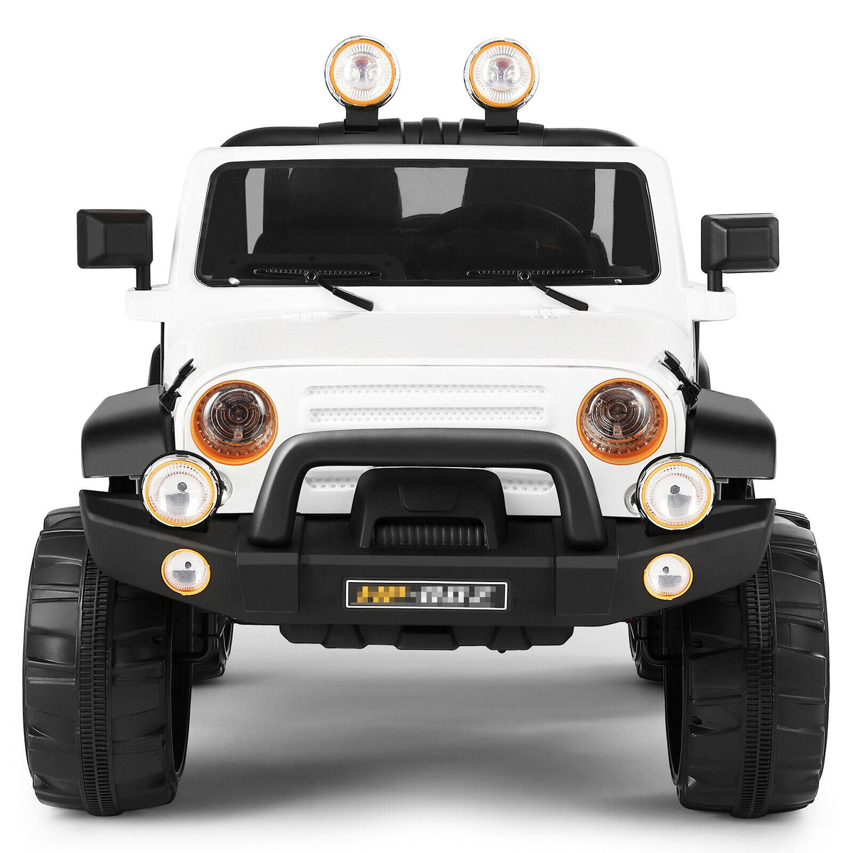 Electric Battery Kids Ride-On Car Truck with LED Lights, MP3 Player, and Remote Control - White