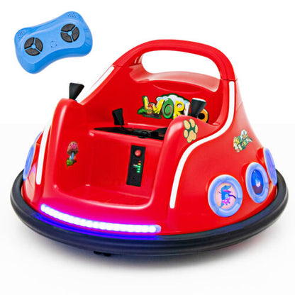 Electric Bumper Car for Kids with Remote Control, LED Lights, and Music - Red