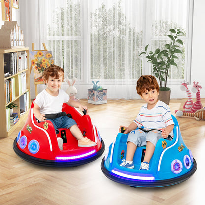 Electric Bumper Car for Kids with Remote Control, LED Lights, and Music - Red