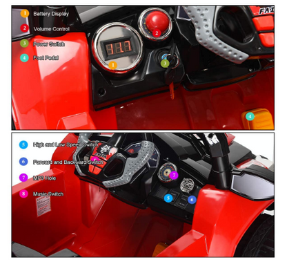 Electric Car for Kids Ages 3-8 with Lights and MP3 Input for Driving and Playtime