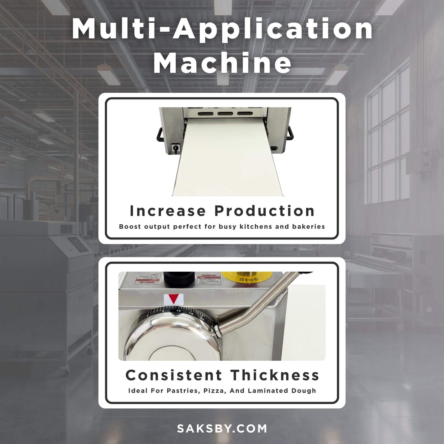 Commercial Electric 110V Foldable Stainless Steel Dough Sheeter (SAK59273)