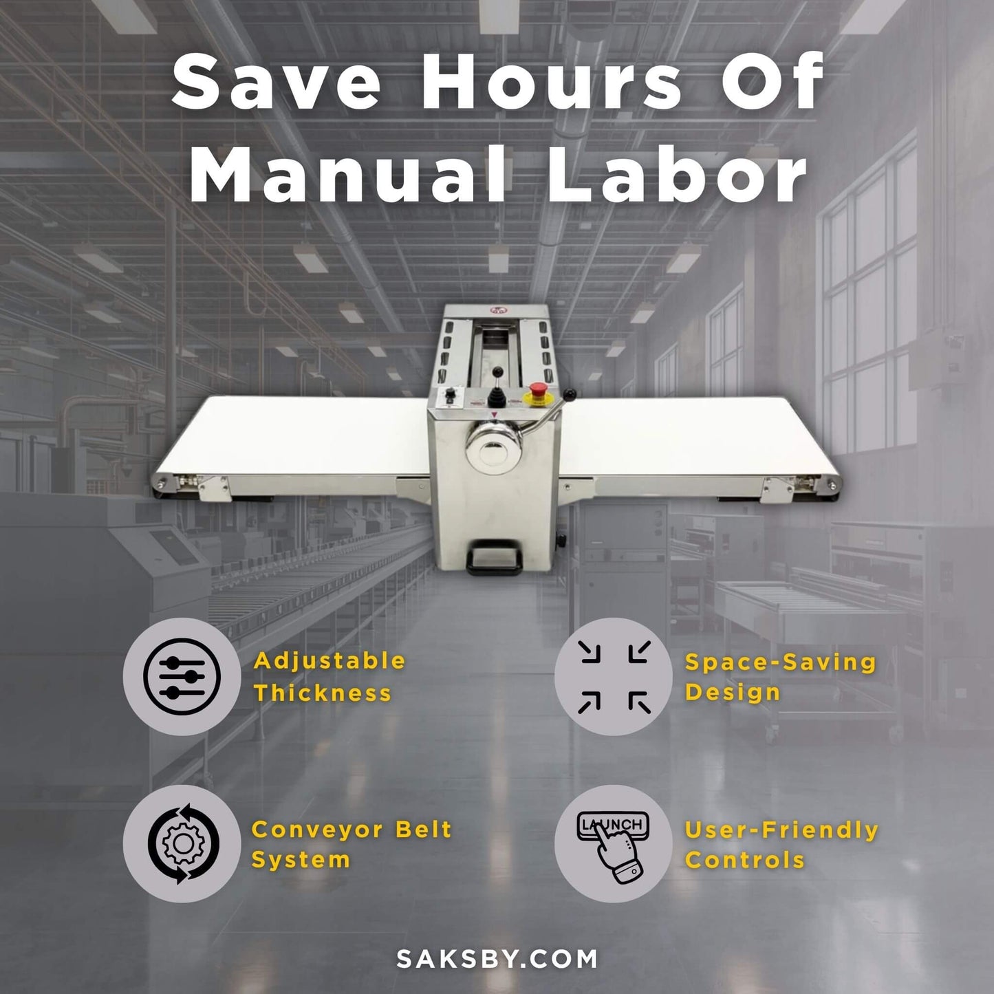 Commercial Electric 110V Foldable Stainless Steel Dough Sheeter (SAK59273)