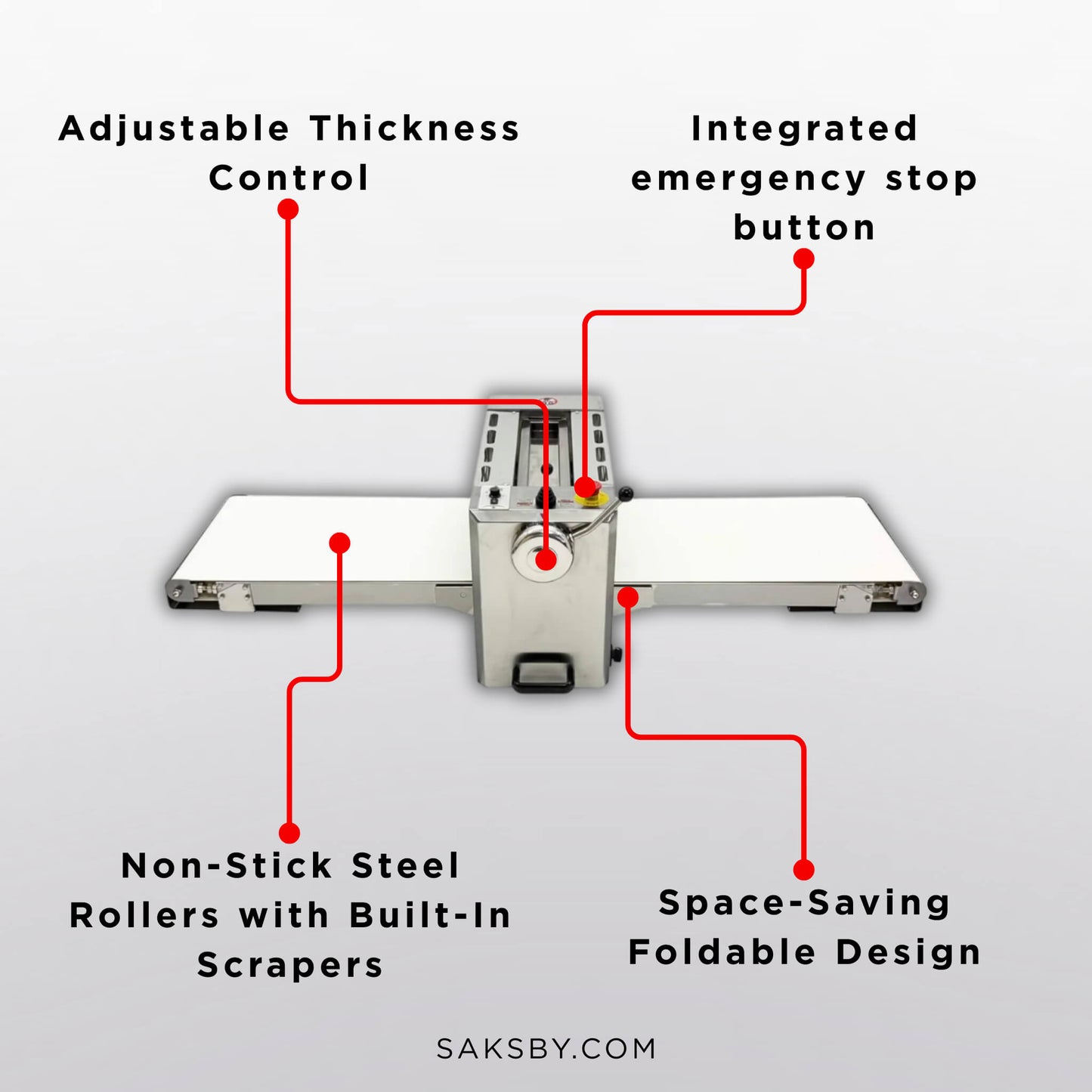 Commercial Electric 110V Foldable Stainless Steel Dough Sheeter (SAK59273)