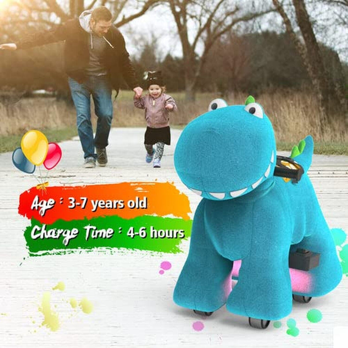 Electric Dinosaur Ride-On Toy with 6V Power and Wheeled Design