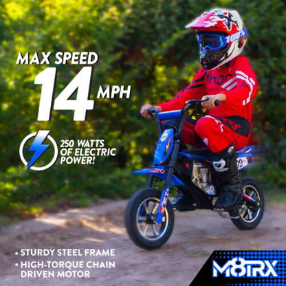 Electric Dirt Bike for Kids and Teens - 24V Ride on Toy Motorcycle in Red/Blue